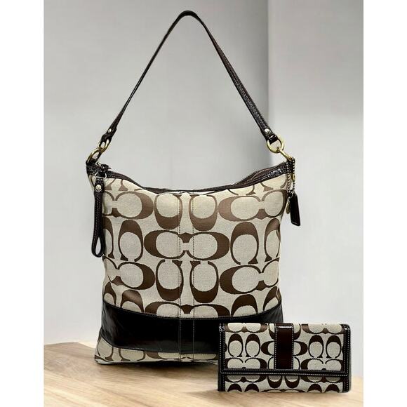 Y2K Coach 12824 Chelsea Signature Stripe Hobo Bag & Signature Long Wallet - Picture 16 of 16